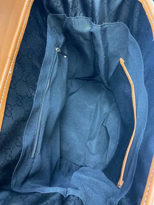 Женская сумка-рюкзак Gucci  черно-коричневая 38/30/17 - фото 6