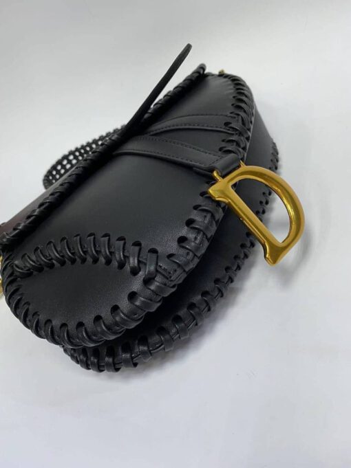 Женская кожаная сумка Christian Dior Saddle черная 26/20/6 - фото 4