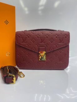 Женская сумка-планшет Louis Vuitton бордовая 25/18/8 - фото 4