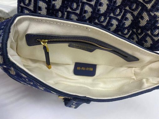 Женская кожаная сумка Christian Dior Saddle синяя 25/20/7 - фото 2