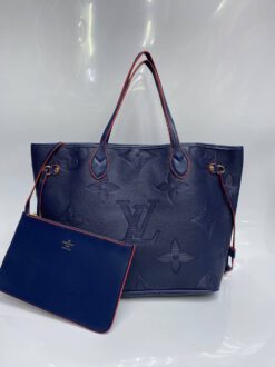 Женская кожаная сумка-шоппер Louis Vuitton синяя 33/29/17