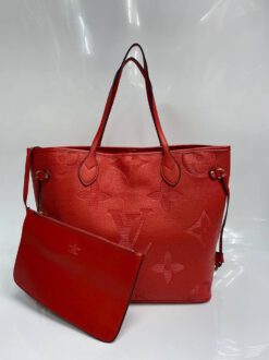 Женская кожаная сумка-шоппер Louis Vuitton красная 33/29/17 - фото 3