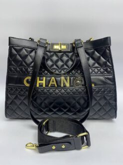 Женская кожаная сумка Chanel черная 36/26/14 см