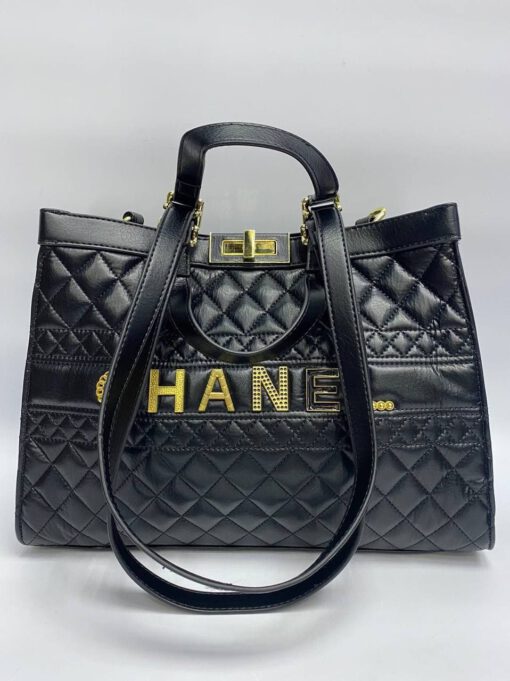 Женская кожаная сумка Chanel черная 36/26/14 см - фото 7