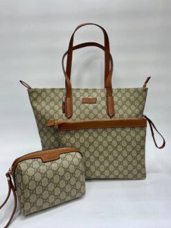 Женская сумка Gucci в комплекте косметичка и кошелек 30/30/13 A65590 - фото 6