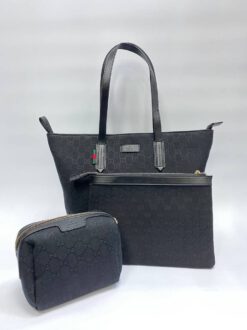 Женская сумка Gucci в комплекте косметичка и кошелек 30/30/13 A65599