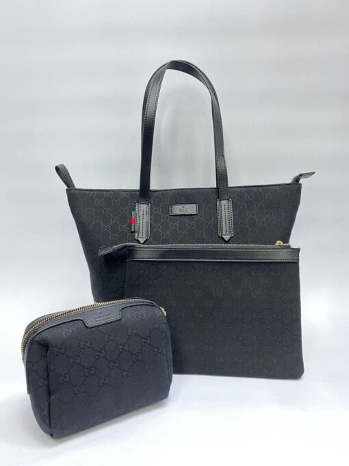 Женская сумка Gucci в комплекте косметичка и кошелек 30/30/13 A65599 - фото 1