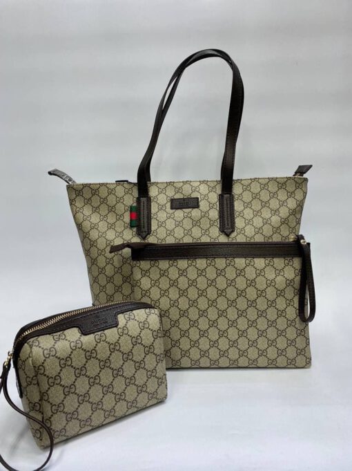 Женская сумка Gucci в комплекте косметичка и кошелек 30/30/13 A65594 - фото 1