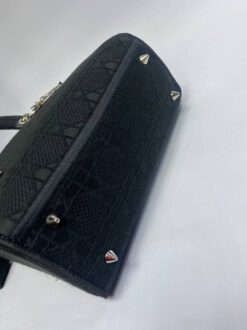Женская сумка Dior черная из жаккардовой ткани 23/20/12 A65666 A65666