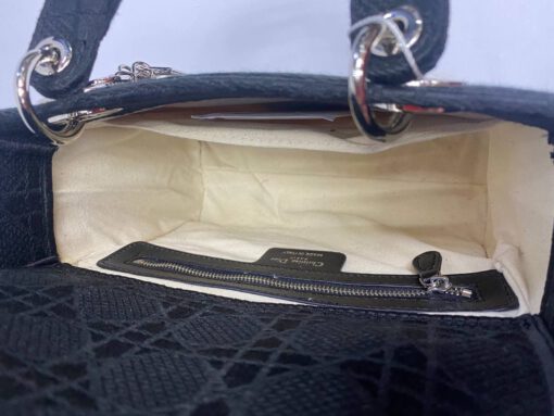 Женская сумка Dior темно-синяя из жаккардовой ткани 23/20/12 - фото 2