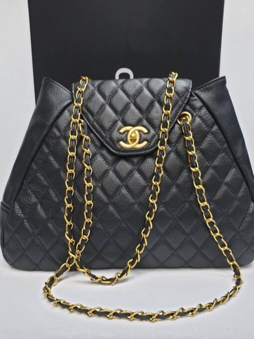 Женская кожаная сумка Chanel черная 35/26/9 см - фото 1