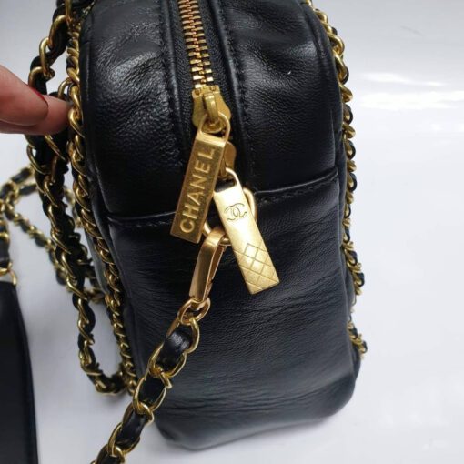Женская кожаная сумка Chanel черная 32/22/8 см - фото 4