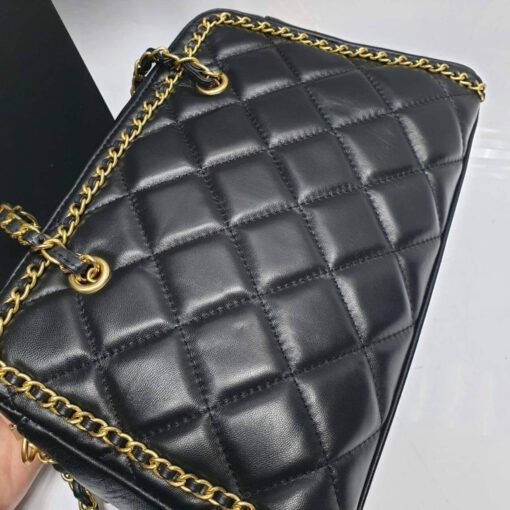 Женская кожаная сумка Chanel черная 32/22/8 см - фото 3