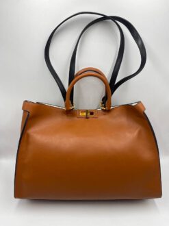 Женская кожаная сумка-тоут Fendi Peekaboo 65732 оранжевая 42/29/15 см - фото 3