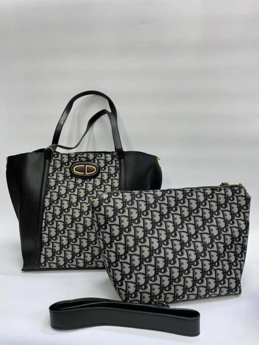 Женская сумка-шоппер Dior Oblique комбинированная 30/29/18 - фото 1
