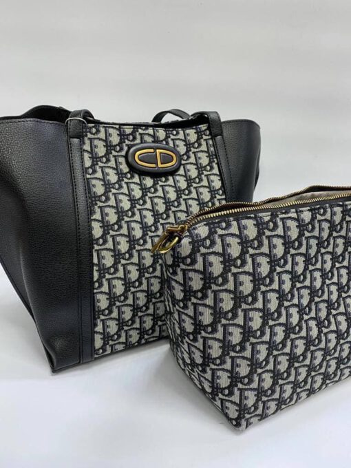 Женская сумка-шоппер Dior Oblique комбинированная 30/29/18 - фото 3