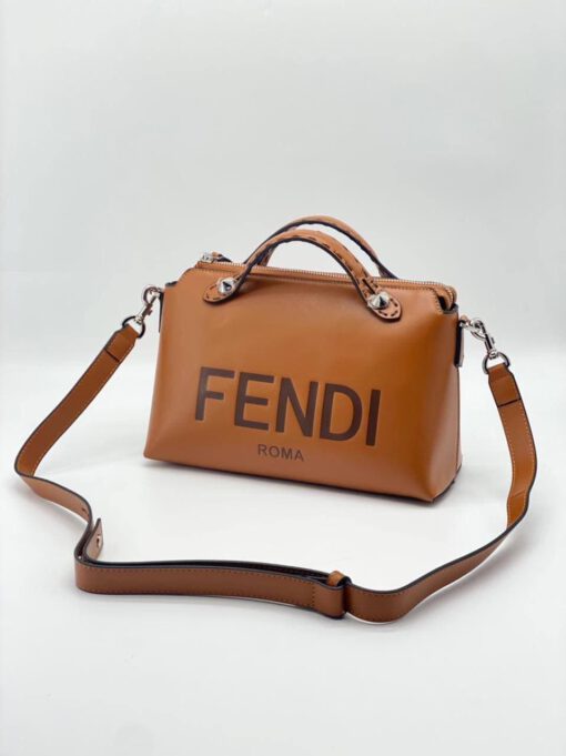 Женская кожаная сумка Fendi 66169 оранжевая 27/16 см - фото 8