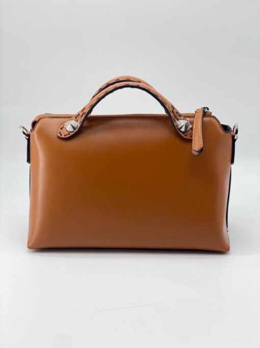 Женская кожаная сумка Fendi 66169 оранжевая 27/16 см - фото 4