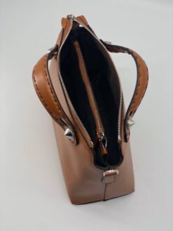 Женская кожаная сумка Fendi 66169 оранжевая 27/16 см