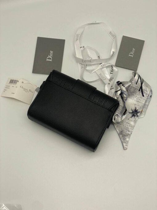 Женский кожаный клатч Dior черный 17/12 коллекция 2021-2022 - фото 7