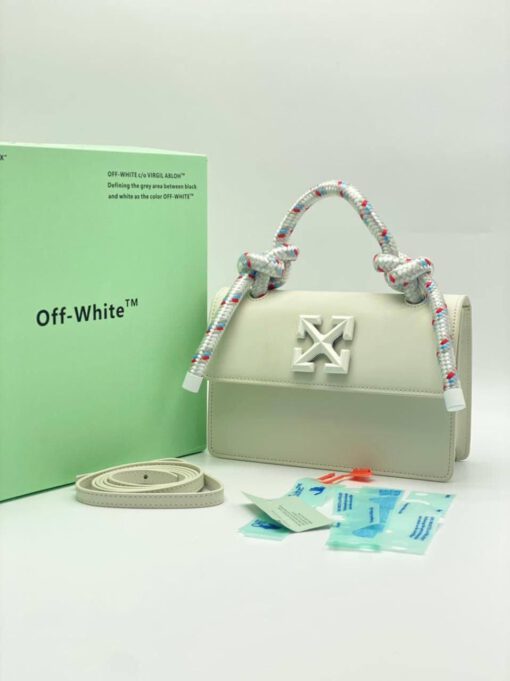 Женская кожаная сумка Off White белая 21/15 коллекция 2021-2022 A66450 - фото 5