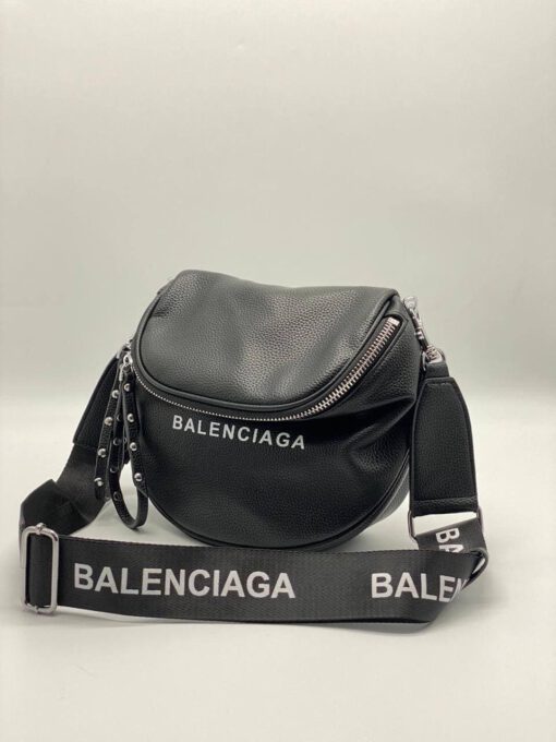 Женская кожаная сумка Balenciaga черная 25/22 коллекция 2021-2022 - фото 3