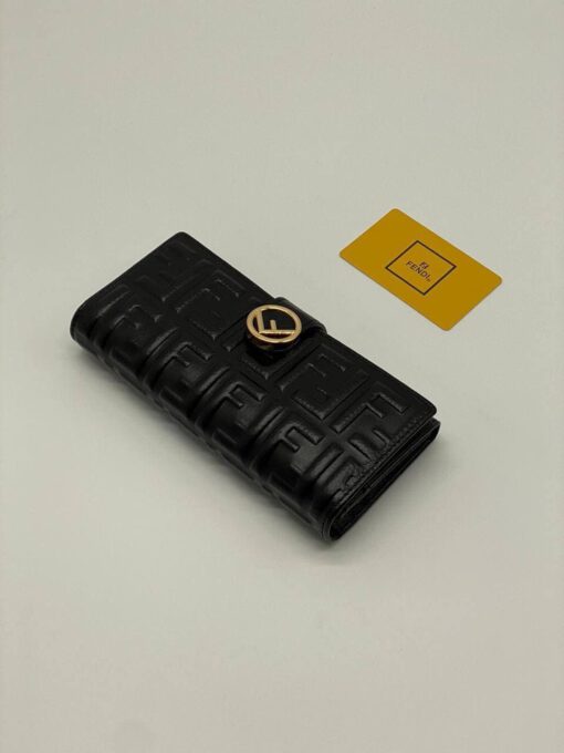 Женский кожаный кошелек Fendi 66505 черный 18/9 коллекция 2021-2022 - фото 7