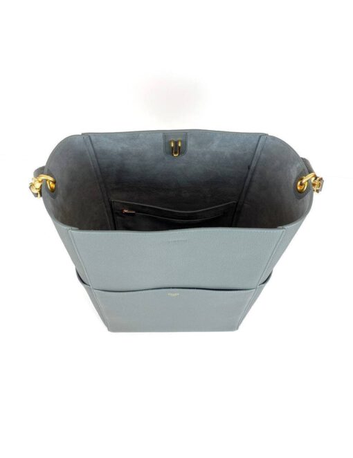 Женская сумка Celine Sangle Busket Bag in Soft Grained Calfskin серая 33/23/17 - фото 7