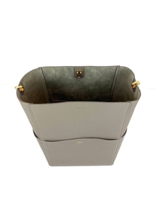 Женская сумка Celine Sangle Busket Bag in Soft Grained Calfskin коричневая 33/23/17 - фото 7