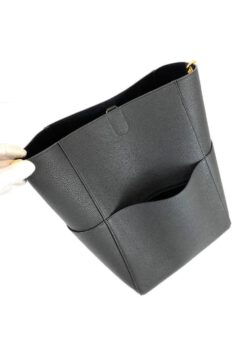 Женская сумка Celine Sangle Busket Bag in Soft Grained Calfskin черная 33/23/17