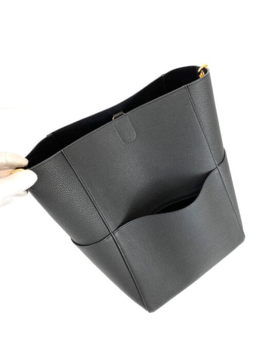 Женская сумка Celine Sangle Busket Bag in Soft Grained Calfskin черная 33/23/17 - фото 5