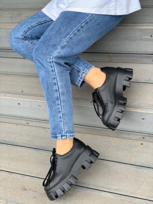 Туфли-дерби женские Prada черные коллекция 2021-2022 A66811 - фото 3
