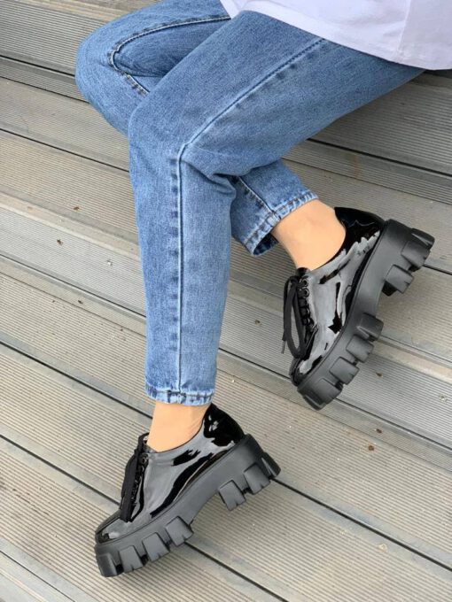 Туфли-дерби женские Prada черные коллекция 2021-2022 A66799 - фото 3