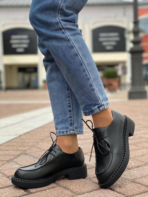 Туфли-дерби женские Prada черные коллекция 2021-2022 A67301 - фото 4