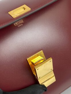 Женская сумка Celine Box Medium Classic 24/19/7 бордовая премиум-люкс