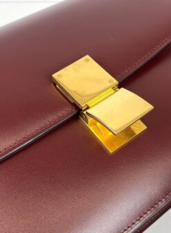 Женская сумка Celine Box Medium Classic 24/19/7 бордовая премиум-люкс