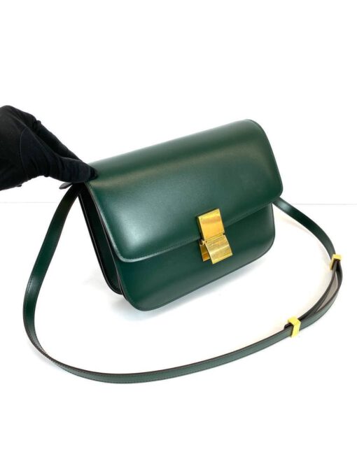Женская сумка Celine Box Medium Classic 24/19/7 зеленая премиум-люкс - фото 6