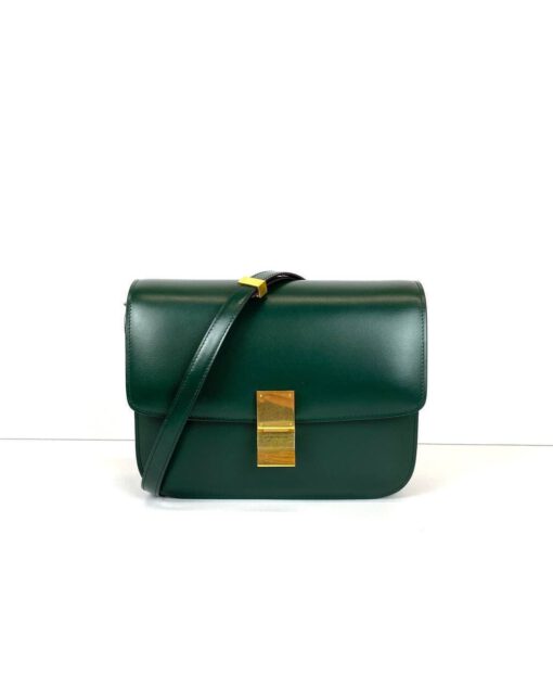 Женская сумка Celine Box Medium Classic 24/19/7 зеленая премиум-люкс - фото 1