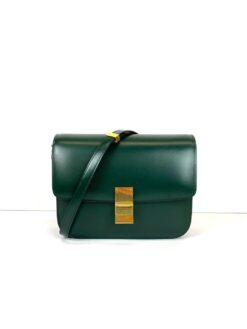 Женская сумка Celine Box Medium Classic 24/19/7 зеленая премиум-люкс