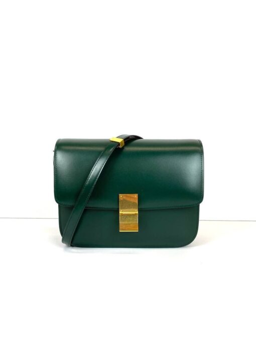 Женская сумка Celine Box Medium Classic 24/19/7 зеленая премиум-люкс - фото 1