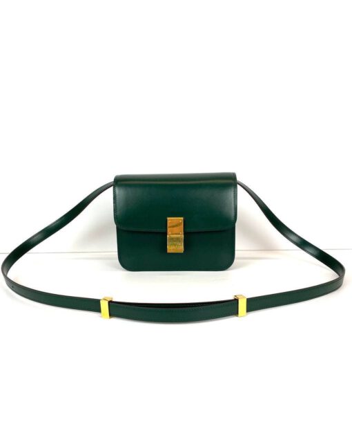 Женская сумка Celine Box Medium Classic 18/15/6 зеленая премиум-люкс - фото 6