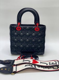 Женская кожаная сумка Lady Dior черная 24/20 коллекция 2021-2022