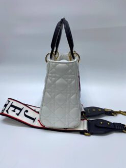 Женская кожаная сумка Lady Dior белая 24/20 коллекция 2021-2022