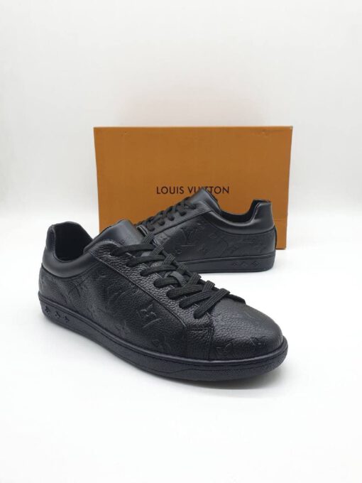 Мужские кроссовки кожаные Louis Vuitton Monogram черные коллекция 2021-2022 A68038 - фото 2