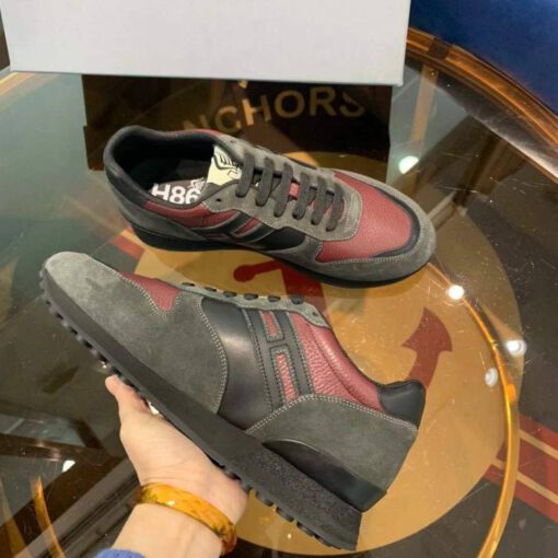 Мужские кроссовки Hogan коричнево-бордовые коллекция 2021-2022 - фото 4