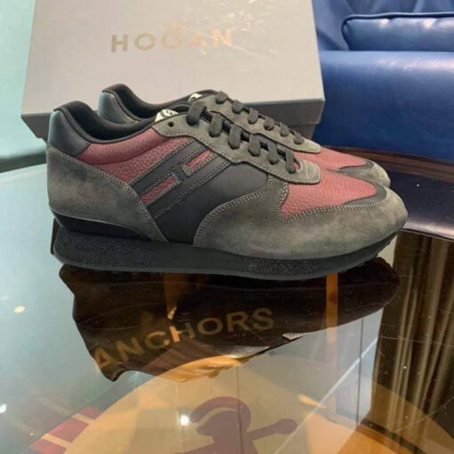 Мужские кроссовки Hogan коричнево-бордовые коллекция 2021-2022 - фото 1