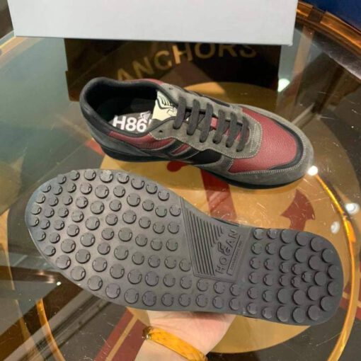 Мужские кроссовки Hogan коричнево-бордовые коллекция 2021-2022 - фото 7