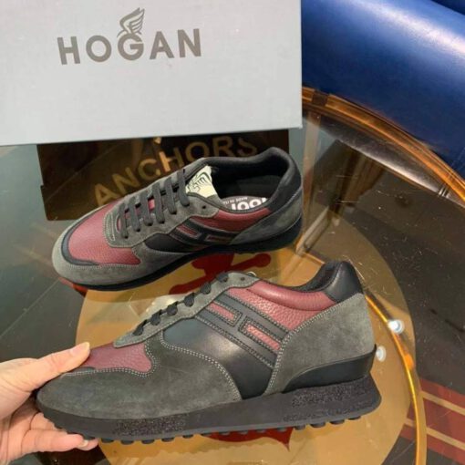 Мужские кроссовки Hogan коричнево-бордовые коллекция 2021-2022 - фото 3