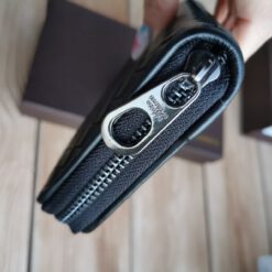 Кожаный портмоне-кошелек Bottega Veneta черный 20/10 см