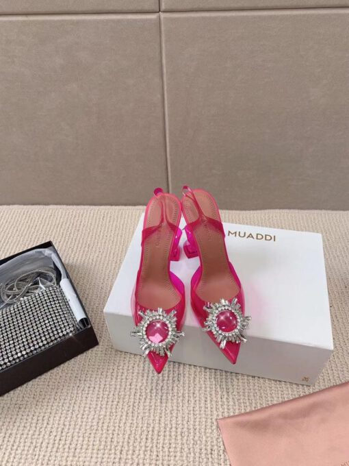 Туфли-босоножки женские силиконовые Amina Muaddi розовые премиум-люкс коллекция 2021-2022 - фото 3